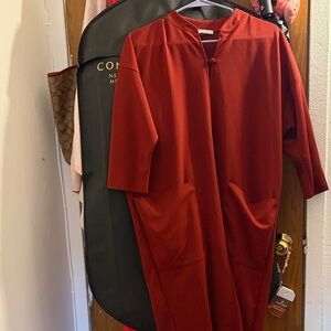 Zara Burnt Orange Oversized Pocket Dress